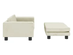 Sofá infantil com apoio de pés 100x50x30 cm veludo cor creme PT649877