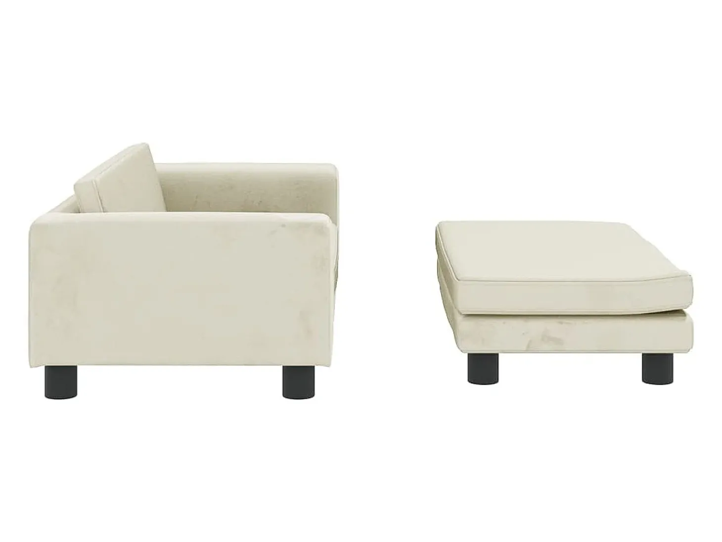 Sofá infantil com apoio de pés 100x50x30 cm veludo cor creme PT649877