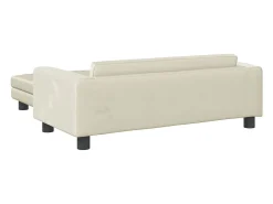 Sofá infantil com apoio de pés 100x50x30 cm veludo cor creme PT649877