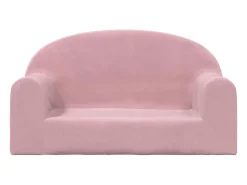 Sofá infantil de 2 lugares pelúcia macia rosa PT994949