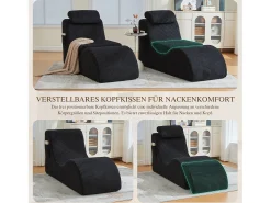 Sofá moderno com design único e ergonômico - 160 x 66 x 90 cm - com almofada de assento removível - veludo - preto