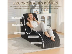 Sofá moderno com design único e ergonômico - 160 x 66 x 90 cm - com almofada de assento removível - veludo - preto