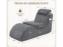 Sofá moderno com design único e ergonômico - 160 x 66 x 90 cm - com almofada de assento removível - veludo - cinza escuro