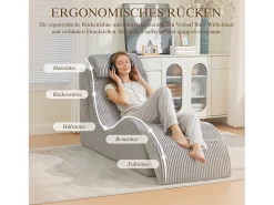Sofá moderno com design único e ergonômico - 160 x 66 x 90 cm - com almofada de assento removível - veludo - cinza claro