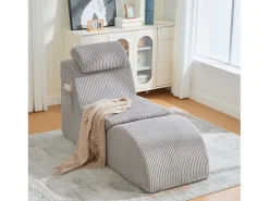Sofá moderno com design único e ergonômico - 160 x 66 x 90 cm - com almofada de assento removível - veludo - cinza claro