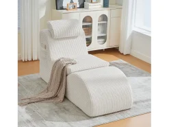 Sofá moderno com design único e ergonômico - 160 x 66 x 90 cm - com almofada de assento removível - veludo - bege