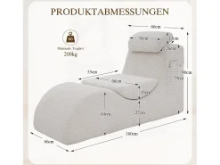 Sofá moderno com design único e ergonômico - 160 x 66 x 90 cm - com almofada de assento removível - veludo - bege