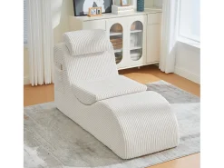 Sofá moderno com design único e ergonômico - 160 x 66 x 90 cm - com almofada de assento removível - veludo - bege