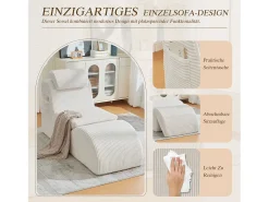 Sofá moderno com design único e ergonômico - 160 x 66 x 90 cm - com almofada de assento removível - veludo - bege