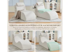 Sofá moderno com design único e ergonômico - 160 x 66 x 90 cm - com almofada de assento removível - veludo - bege