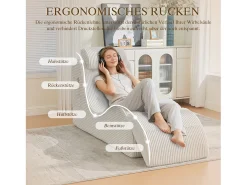 Sofá moderno com design único e ergonômico - 160 x 66 x 90 cm - com almofada de assento removível - veludo - bege
