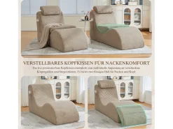 Sofá moderno com design único e ergonômico - 160 x 66 x 90 cm - com almofada de assento removível - veludo - cáqui