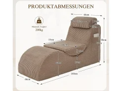 Sofá moderno com design único e ergonômico - 160 x 66 x 90 cm - com almofada de assento removível - veludo - cáqui