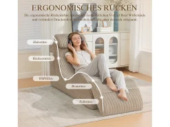 Sofá moderno com design único e ergonômico - 160 x 66 x 90 cm - com almofada de assento removível - veludo - cáqui