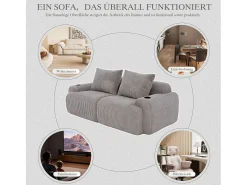 Sofá moderno de 2 lugares - 200 x 99 x 80 cm - com porta-copos + bolso de arrumação - veludo - cinza claro
