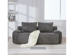 Sofá moderno de 2 lugares - 200 x 99 x 80 cm - com porta-copos + bolso de arrumação - veludo - cinza escuro