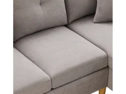 Sofá moderno de 3 lugares em L - com 2 porta-copos - 2 almofadas - com armazenamento - cinza claro