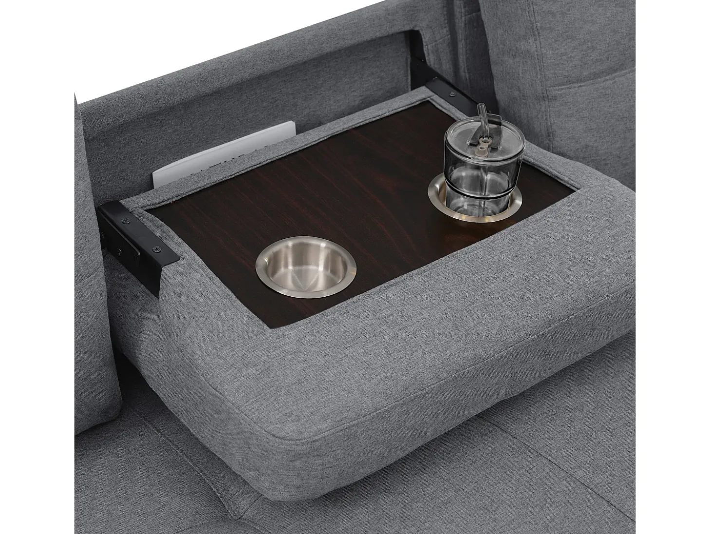 Sofá moderno em L - Sofá-cama modular - Função dormir - Com armazenamento - Com porta-copos - Cinza
