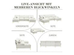 Sofá moderno em U - 272 x 136 x 88 cm - com 2 assentos reclináveis para sala de estar e quarto - Chenille - bege