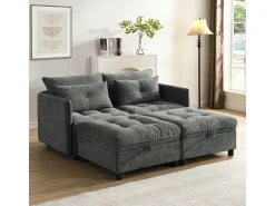 Sofá Modular 4 Lugares em Chenille - com 8 Almofadas e 4 Armazenamentos - Carga Máx. 500kg - 274x76x87cm - Cinza