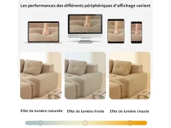 Sofá Modular 3 lugares em Veludo cotelê, com 3 almofadas, assento extra profundo 74cm, 293x104x69cm, Bege