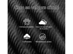 Sofá Modular 2 lugares em Veludo cotelê com 2 almofadas, sem montagem, 204x104x69cm, Preto