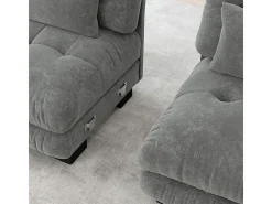 Sofá modular canto 4 lugares - com 2 puff e 6 almofadas - DIY formato U/L - 406x145x81cm - Cinza