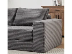 Sofá modular convertível de 2 lugares com pufes amovíveis - Veludo cotelê cinzento