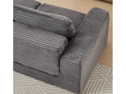 Sofá modular convertível de 2 lugares com pufes amovíveis - Veludo cotelê cinzento