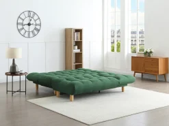 Sofá modular convertível em tecido verde ESTEBAN