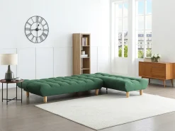Sofá modular convertível em tecido verde ESTEBAN