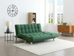 Sofá modular convertível em tecido verde ESTEBAN