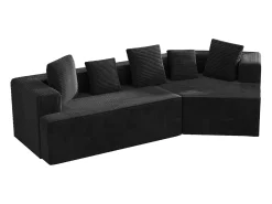 Sofá modular de 3 lugares em bombazine - Não necessita de montagem - Preto