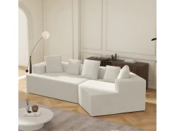 Sofá modular de 3 lugares em bombazine - Não necessita de montagem - Branco