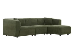 Sofá modular de 4 lugares em veludo cotelê verde Monroe
