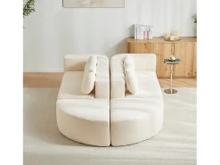Sofá modular em formato de nuvem com função de cama - 292 x 165 x 68 cm - não requer montagem - chenille - bege