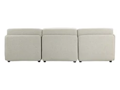 Sofá modular MIA de 3 lugares com pufe em tecido bege - Conforto e modularidade com estilo