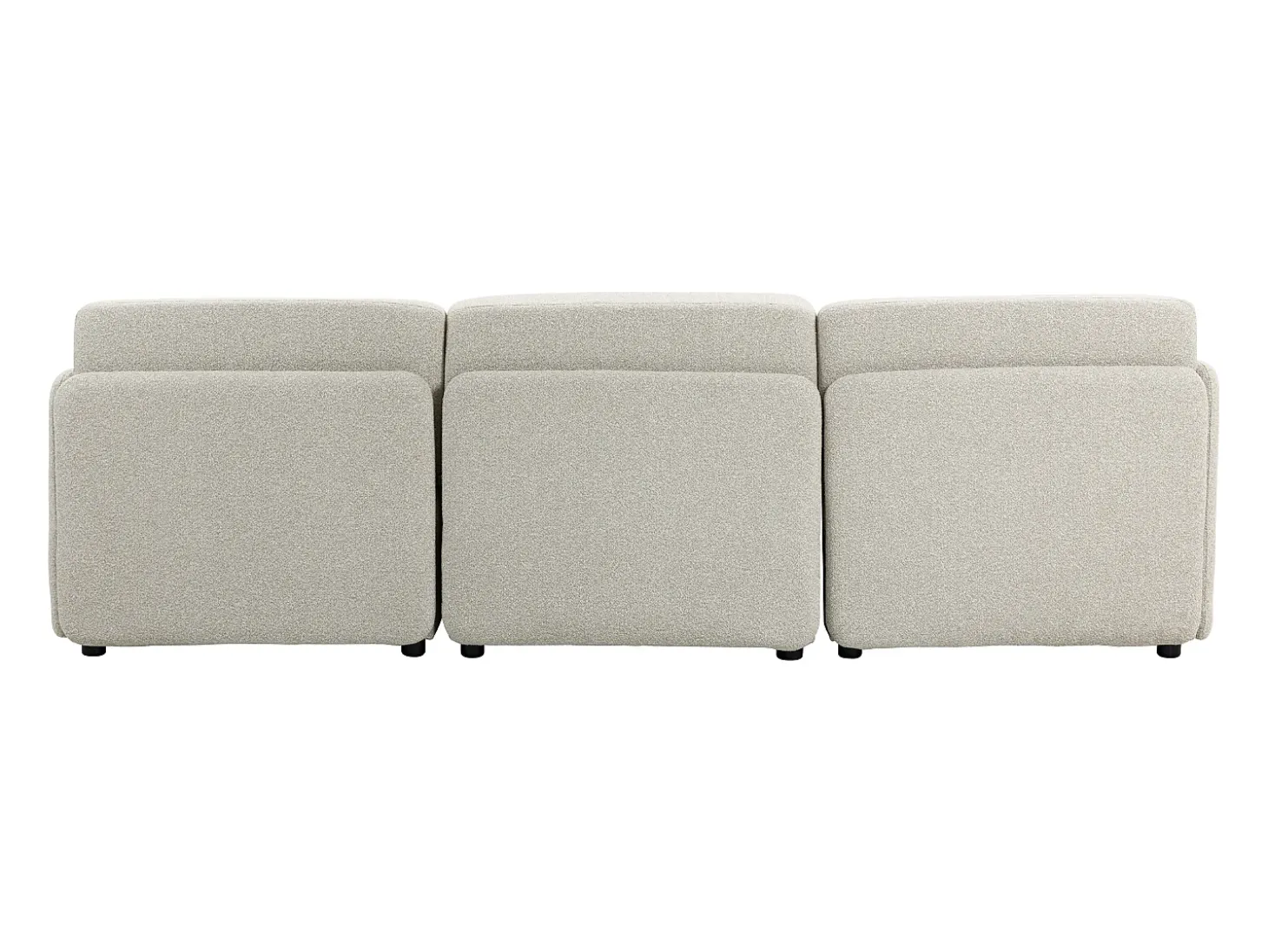 Sofá modular MIA de 3 lugares com pufe em tecido bege