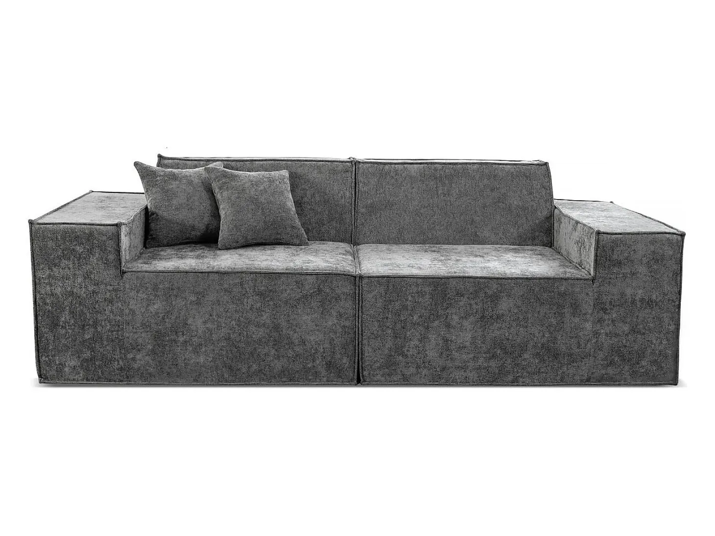 Sofá modular reto em tecido texturado "Lusso" - 3 lugares - Cinza