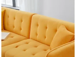 Sofá multifuncional 2 lugares - encosto ajustável - braços ajustáveis - Veludo - Amarelo