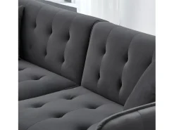 Sofá multifuncional 2 lugares - Encosto ajustável - Braços ajustáveis - Veludo - Cinza