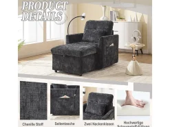 Sofá multifuncional com suporte para celular, poltrona de chenille para sala de estar