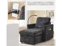 Sofá multifuncional com suporte para celular, poltrona de chenille para sala de estar