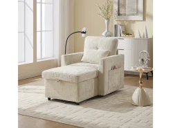 Sofá multifuncional com suporte para celular, poltrona de chenille para sala de estar
