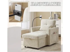 Sofá multifuncional com suporte para celular, poltrona de chenille para sala de estar
