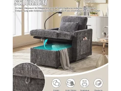 Sofá multifuncional com suporte para celular, poltrona de chenille para sala de estar.