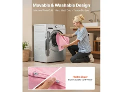 Sofá para Crianças SucceBuy 2-em-1 Convertível em Chaise Longue, Sofá-cama Dobrável e Macio, com Apoios de Braço, em Esponja 28D e Pelo Curto, Rosa, M