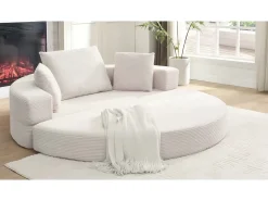 Sofá redondo dobrável 173x176x40cm - con almofada - tecido de veludo canelado - cinza