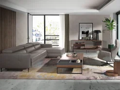 Sofá relax chaise longue direito em pele cinzenta escura 6126 ANGEL CERDA