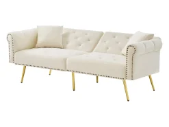 Sofá Relaxante Bege - Sofá com Encosto e Braços Ajustáveis - 6 Pernas em Metal - para Sala de Estar e Quarto